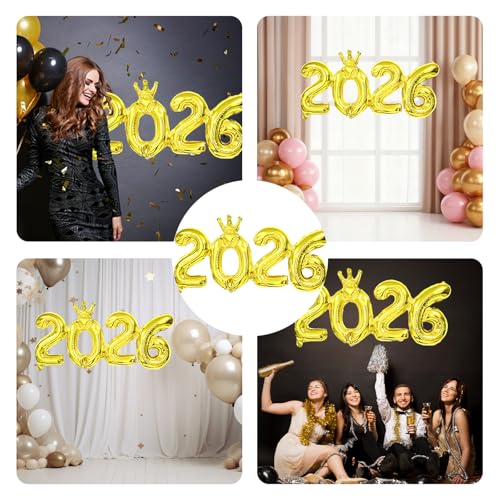 2026 Gold Crown Balloon, Happy New Year Decorations - 16 Inch