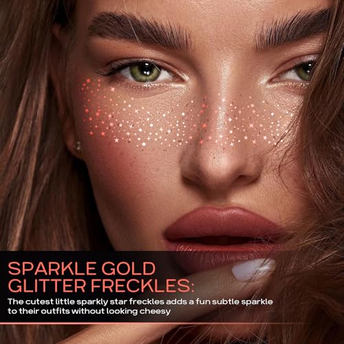 Rose Gold Glitter Freckles Face Tattoo Sparkle Makeup Patches 4pcs