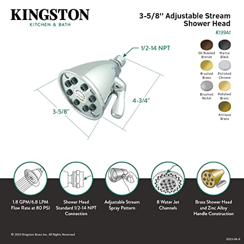 Kingston Brass K139A7 Victorian Shower Head, Brushed Brass 3.63 x 3.63 x 4.75