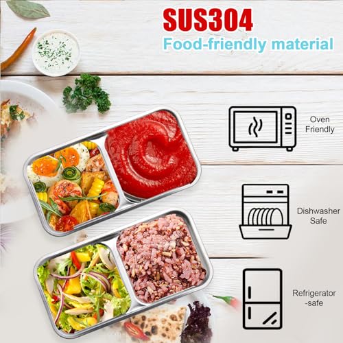 304 Stainless Steel Double Compartment Snack Container