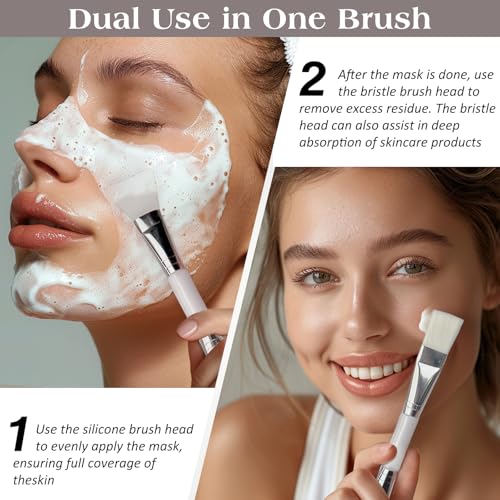 Zoolinn 2PCS Dual-Ended Clay Face Mask Brush - Soft Silicone & Bristle Applicator
