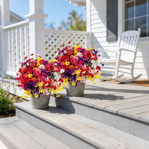 24 Pcs UV Resistant Faux Flowers - Realistic Outdoor Plants