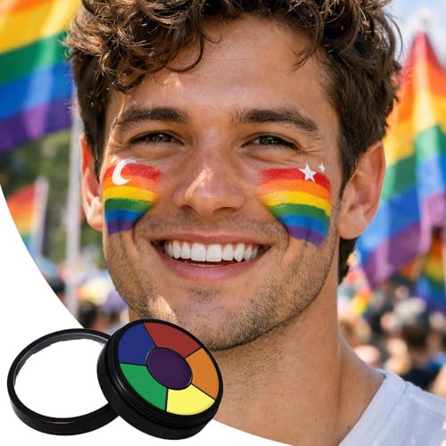 BOBISUKA Rainbow Face and Body Paint Palette - 6 Washable Colors for Pride