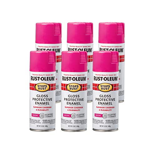 Rust-Oleum Stops Rust Spray Paint, Gloss Poppy Pink - 12 oz (Pack of 6)