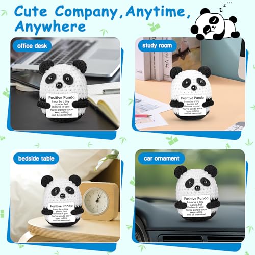 Black Positive Crochet Panda Plush Toy - Handmade Emotional Support Gift for Women & Men