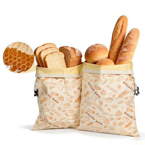 Reusable Beeswax Bread Bags - XL 13x17 In, Eco-Friendly Storage (2 Pack)