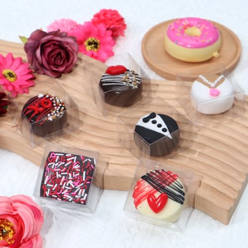 50 Pcs Clear Plastic Bakery Boxes for Treats & Gifts - 2.17"