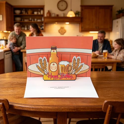 Funny Birthday Card for Dad with 3D Beer Motif - Unique Greeting