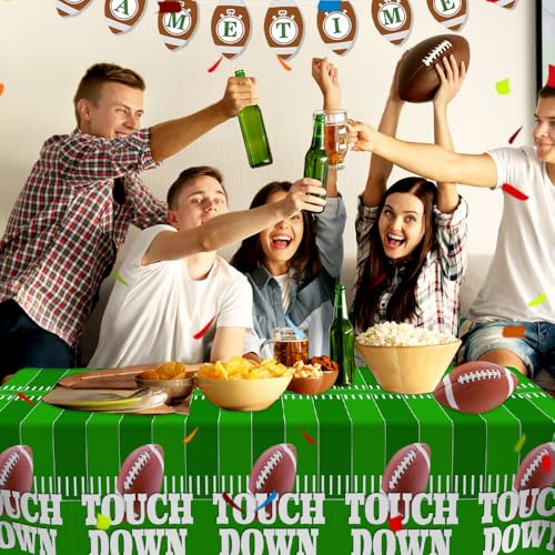 Football Tablecloth Set - 2 Disposable Plastic Covers, 54x108"