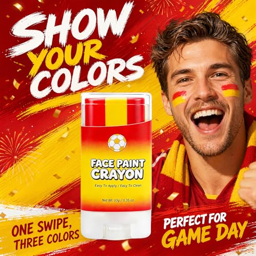 Lulesi Spain Flag Face Paint Stick - Sweat-Proof Sports Body Paint