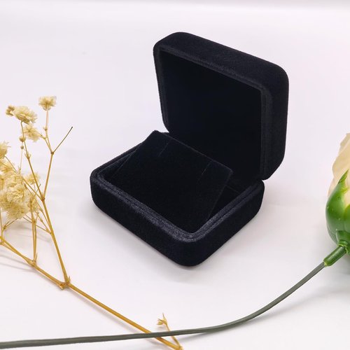 GBYAN 2 Pieces Velvet Earring Box,Stud Earring Gift Box,Jewelry Display Case for Proposal,Engagement,Wedding and Birthday,Black