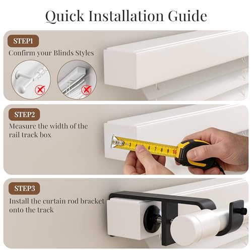 Pickpiff No-Drill Curtain Rod Brackets for Over-Blinds - Black, 2 Pack