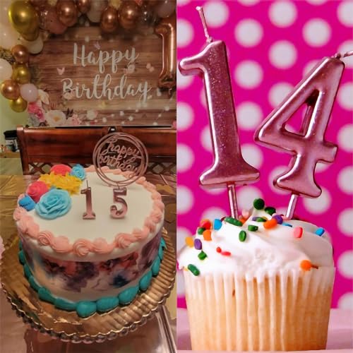 Rose Gold Birthday Candles Set - Numbers 98 & 89 for Cake