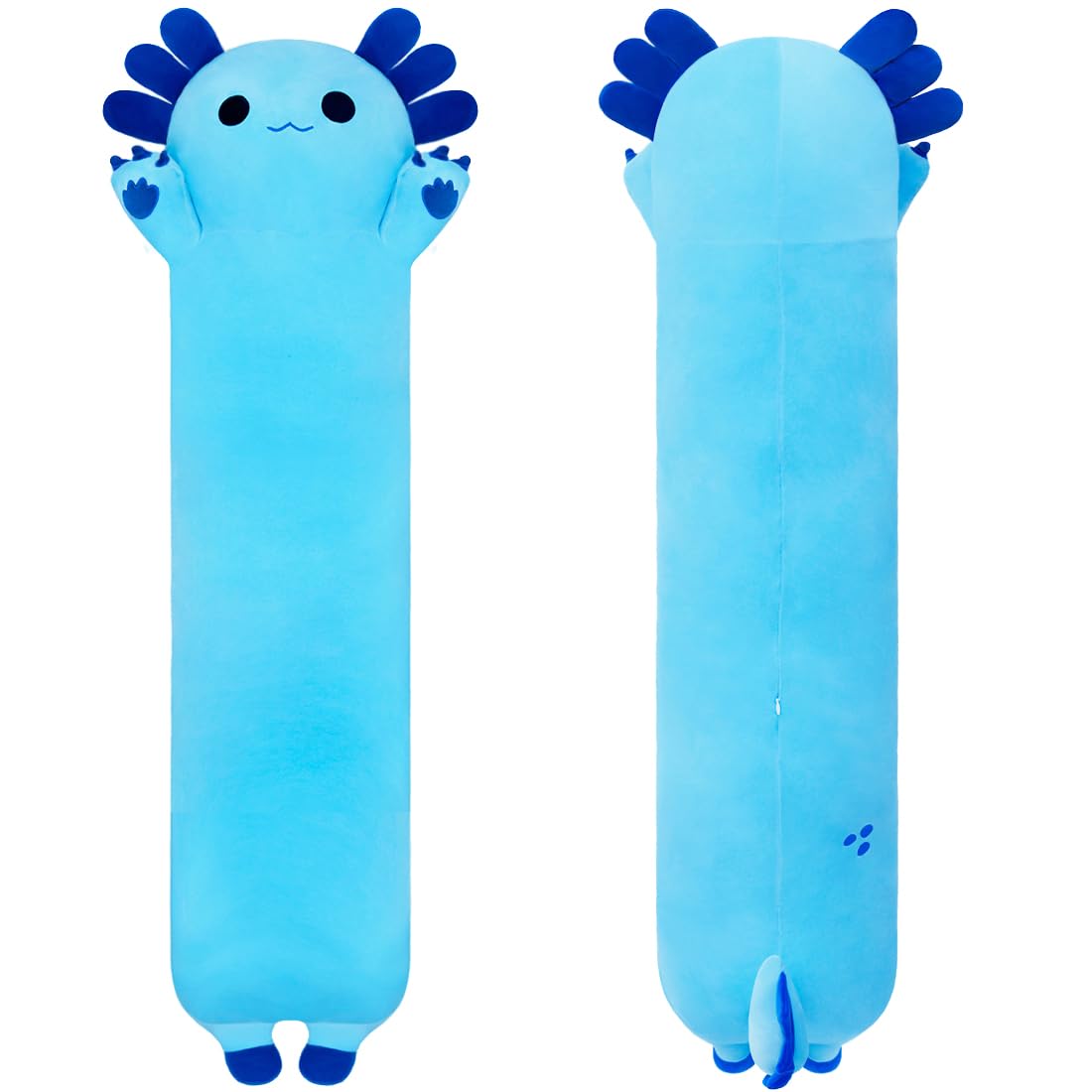 Sausudols Long Axolotl Plush, 27.6” Long Axolotl Body Pillow for Kids, Cute Axolotl Stuffed Animals for Girls, Soft Plushies Toy Gifts for Birthday Blue