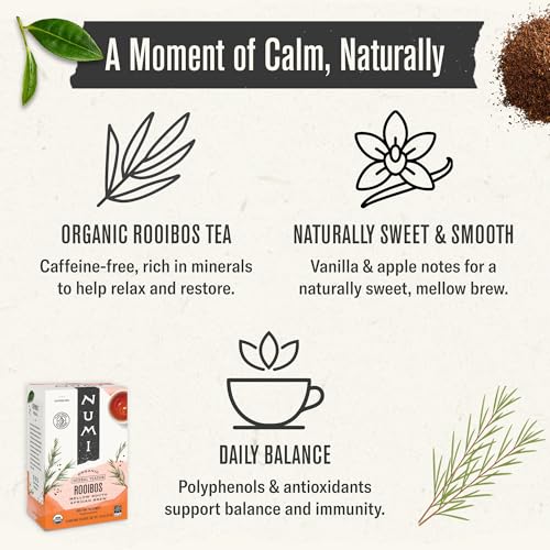 Numi Organic Rooibos Herbal Tea, Caffeine-Free, 18 Tea Bags (Pack of 2)