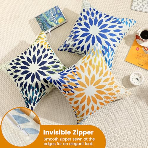 Waterproof Outdoor Pillow Covers 18x18 - Set of 2, Soft Linen