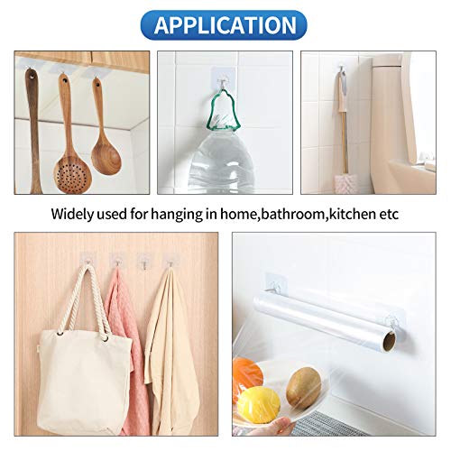 Mamakoi Heavy Duty Reusable Adhesive Wall Hooks - 10 Pack, Transparent, No Damage