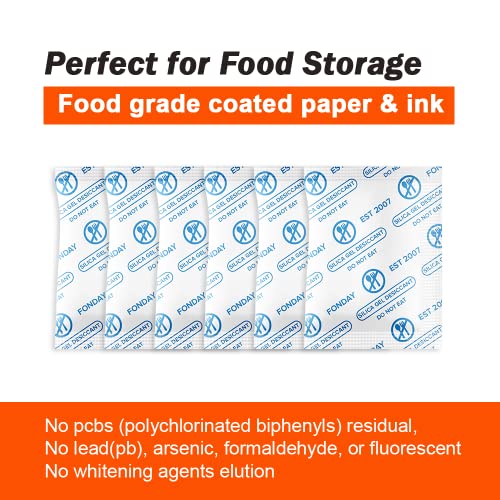 Fonday Food Grade Silica Gel Desiccant Packets 1 Gram / 200, Food Safe Moisture Absorbers