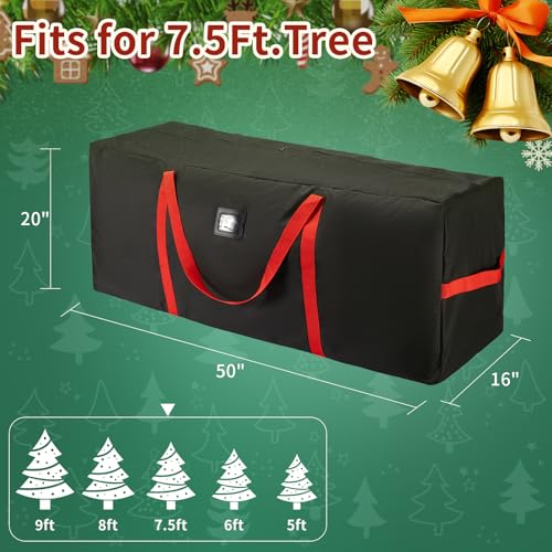 Heavy-Duty Christmas Tree Storage Bag 7.5ft Waterproof Organizer with Handles