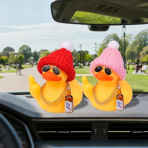 Rubber Duck Car Ornament with Accessories - 3.7in Dashboard Decor