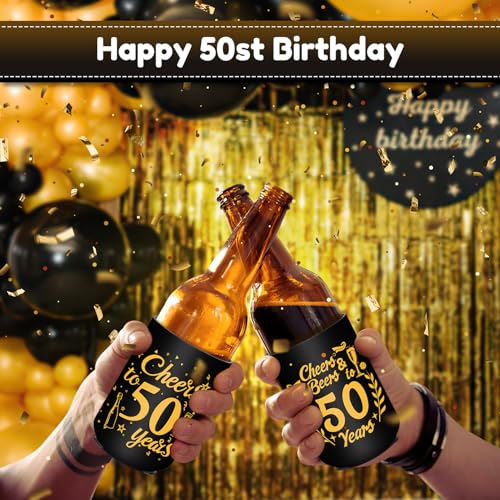 50th Birthday Can Cooler Sleeves - 12oz Beverage Insulators (12 Pack)