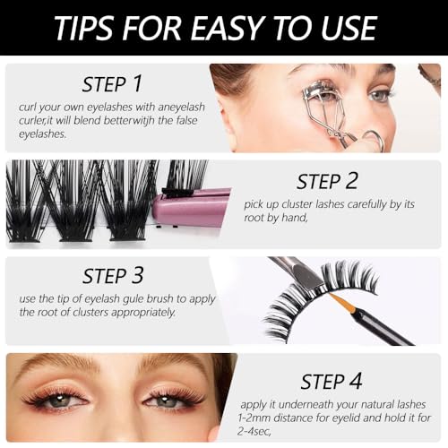 Houksouml 280 Pcs DIY Cluster Eyelash Extensions 3D Wispy Natural Lashes