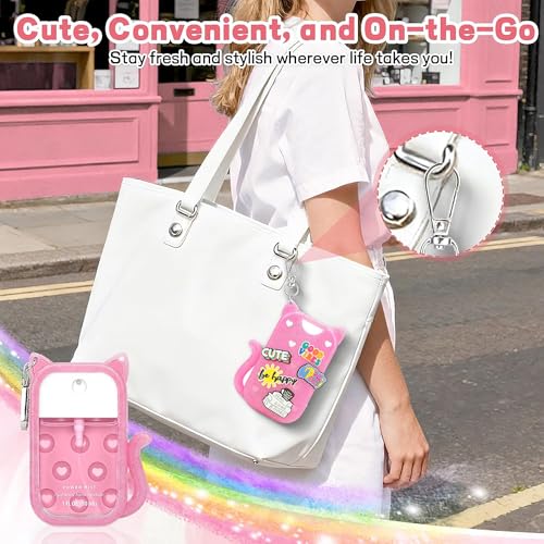 Cat Silicone Case for Touchland Hand Sanitizer Spray with Keychain & Charms