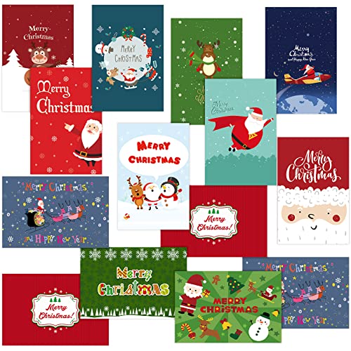 Christmas Greeting Cards Set with Envelopes, Stickers & Assorted Designs, 240 Pieces