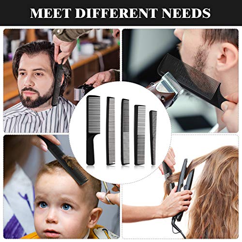 Patelai 5-Piece Carbon Hair Cutting Combs Set Anti-Static Heat Resistant