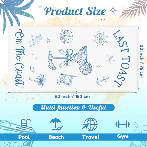 Coastal Bride Beach Towel - Last Toast on the Coast, 30x60 Inch