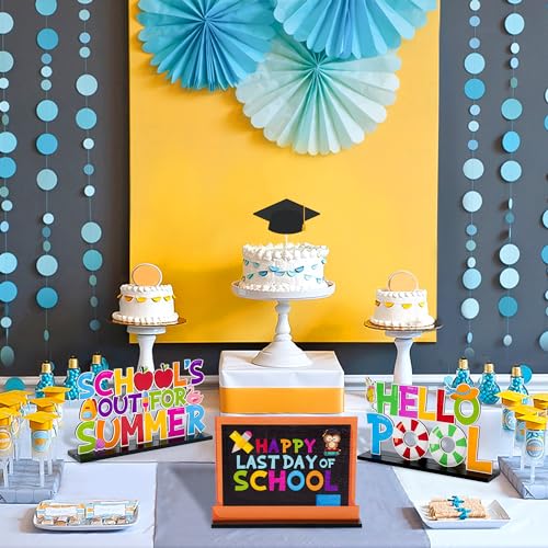 Haooryx Summer Wood Centerpieces - 3Pcs Last Day of School Decor