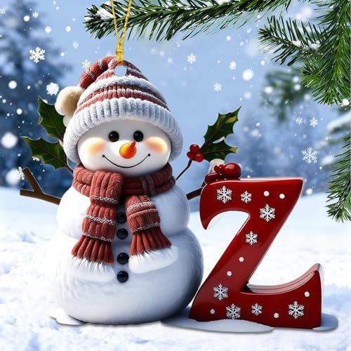 Personalized Snowman Letter Christmas Ornament Acrylic Hanging Pendant