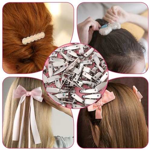 HJZHII 100 Pcs Metal Alligator Hair Clips, Mini Silver Hair Pins for Styling and Crafts