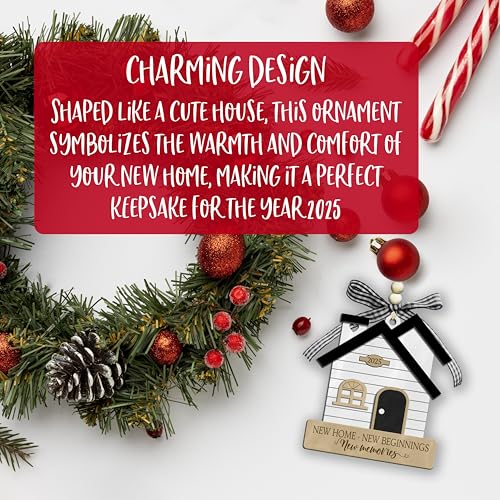 2025 New Home Christmas Ornament - Wooden House Keepsake