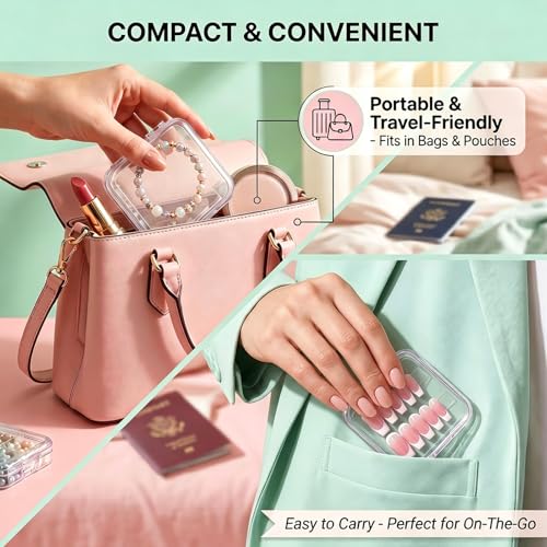 10 Clear Press-On Nail Storage Boxes with Adhesive Strips