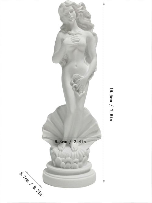 KIKITOY Aphrodite Statue The Birth of Venus 7.6 Inch - Greek Roman Goddess Sculpture, Handmade Resin Art Figurine Classical White Statue, Home & Office Decor
