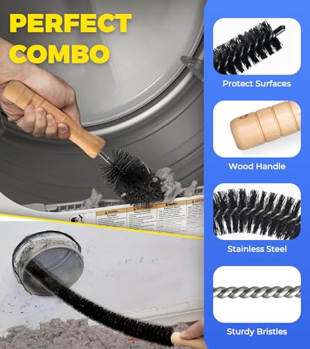 Gohall Blue 2-Piece Dryer Vent Cleaner Kit with Vacuum Attachment & Brush