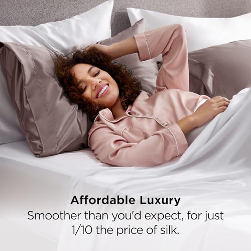 Bedsure Satin Pillowcases Set of 2 - Silky Dusty Rose, 20" x 26"