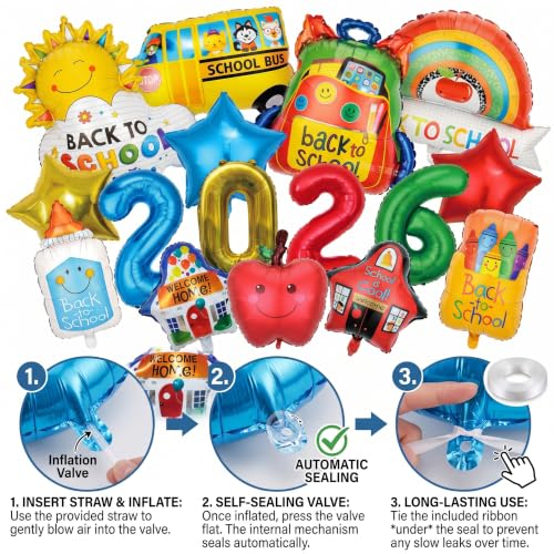 16-Piece 2026 Back to School Foil Balloon Set for Classroom Decorations