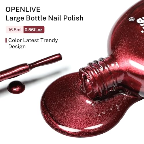 OpenLive Red Glitter Nail Polish 16.5ml Quick Dry Long Lasting Shine