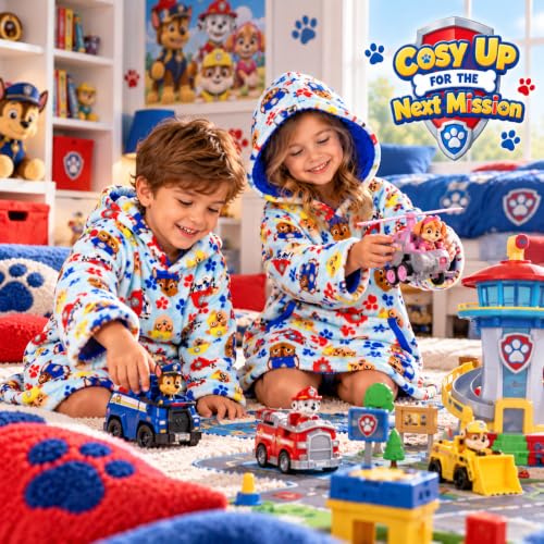 Kids Paw Patrol Blanket Hoodie with Sherpa Hood - Toddler Wearable Blanket, Blue, 2-6 Years