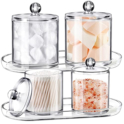 SheeChung Clear Acrylic Vanity Tray Set - 2 Pack, 9.65" x 4.5" x 0.79"