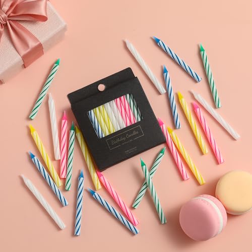 288-Count Multicolored Spiral Birthday Candles - 2.3-Inch Cake Candles