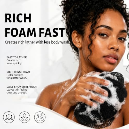 FREGITO African Net Sponge 2-Pack Exfoliating Body Scrubber for Shower