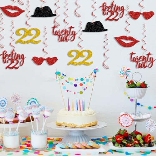 22nd Birthday Party Hanging Swirl Decorations - Singer Themed Foil Spirals