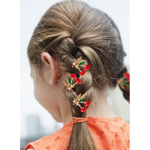 ANBALA 8Pcs Mini Cherry Metal Claw Clips for Women and Girls
