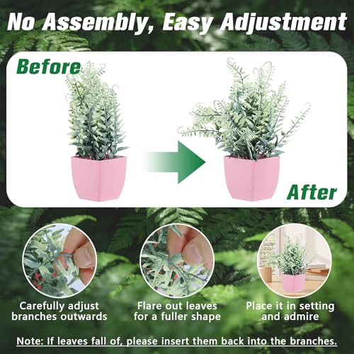 4-Pack Mini Artificial Eucalyptus Plants in Pink Pots