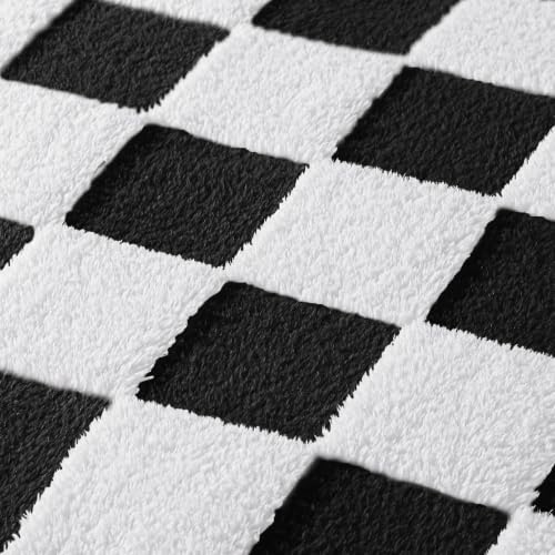 Exclusivo Mezcla Large Checkered Fleece Throw Blanket - Black / 50x60 inches