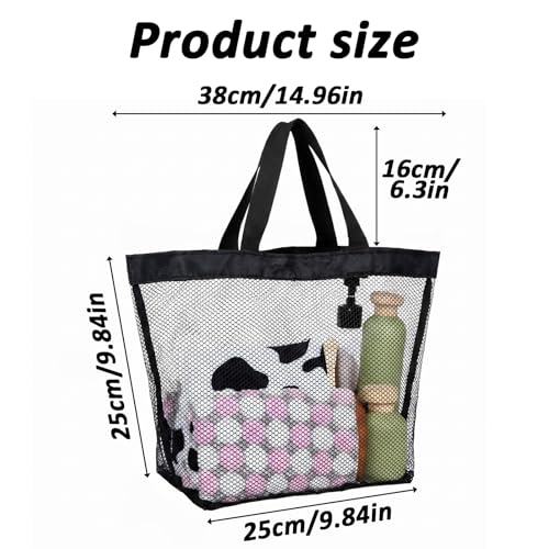 2-Pack Mesh Shower Caddy Tote Bags - Portable Black Nylon