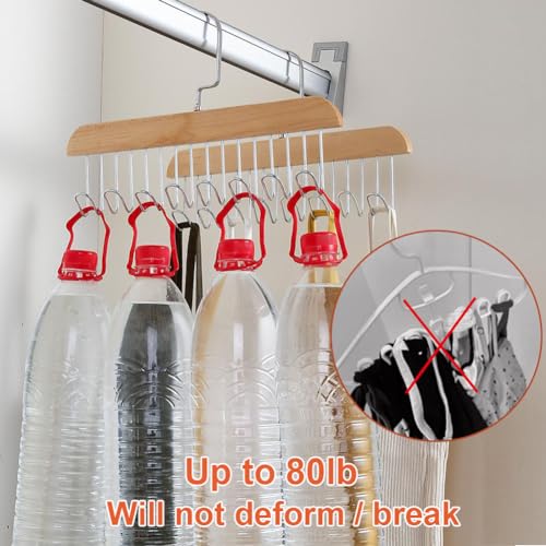 2 Pack Wooden Belt Hanger with 16 Hooks - Space-Saving Organizer